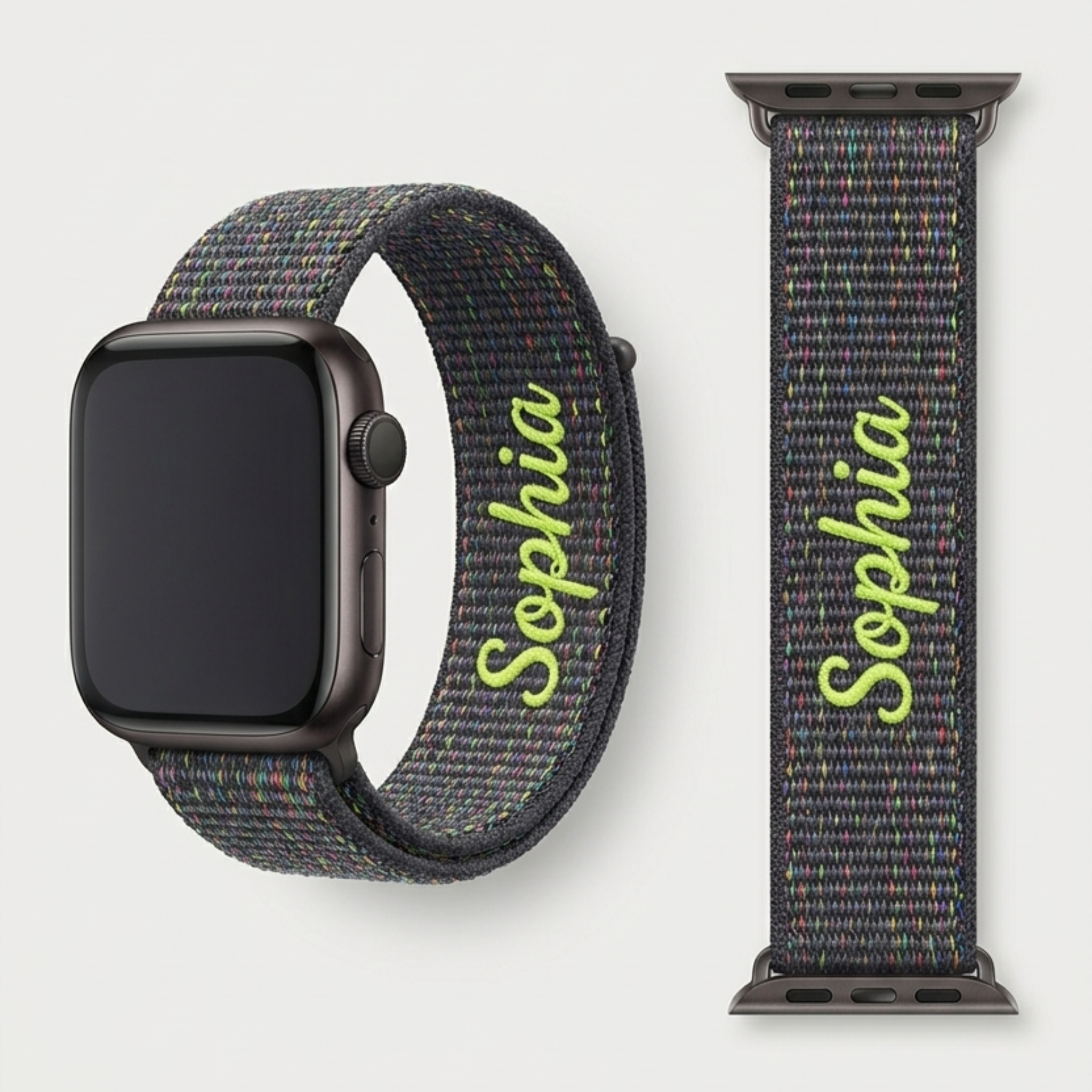 Custom Embroidered Name Apple Watch Band - Personalized Braided Nylon Strap for Series 10/9/Ultra