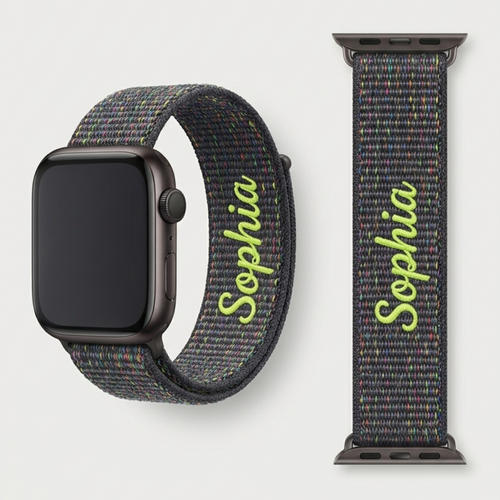 Custom Embroidered Name Apple Watch Band - Personalized Braided Nylon Strap for Series 10/9/Ultra