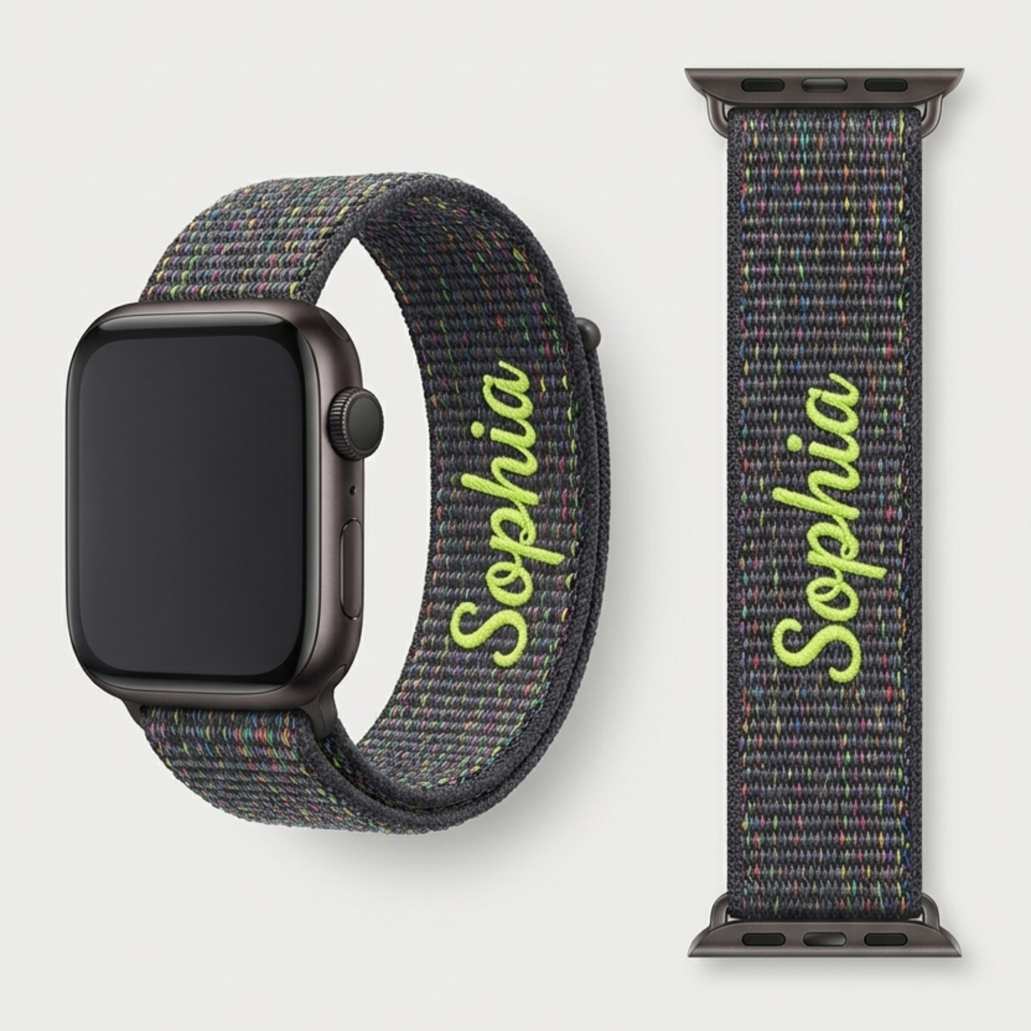 Custom Embroidered Name Apple Watch Band - Personalized Braided Nylon Strap for Series 10/9/Ultra
